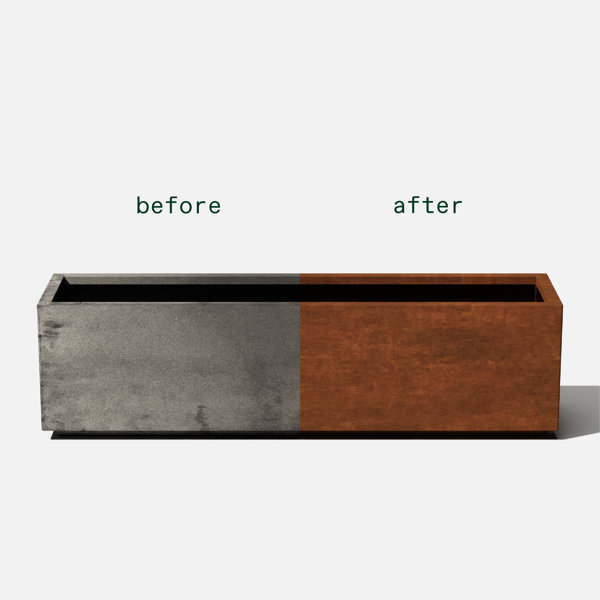 Fioriera Lunga Veradek Metallic Series In Acciaio Corten | Vaso Rettangolare Per Esterni/interni, Effetto Ruggine Naturale